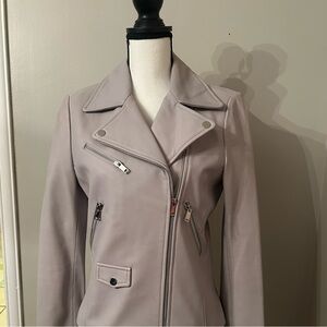 Black Rivet Women's Light Gray Leather Jacket
